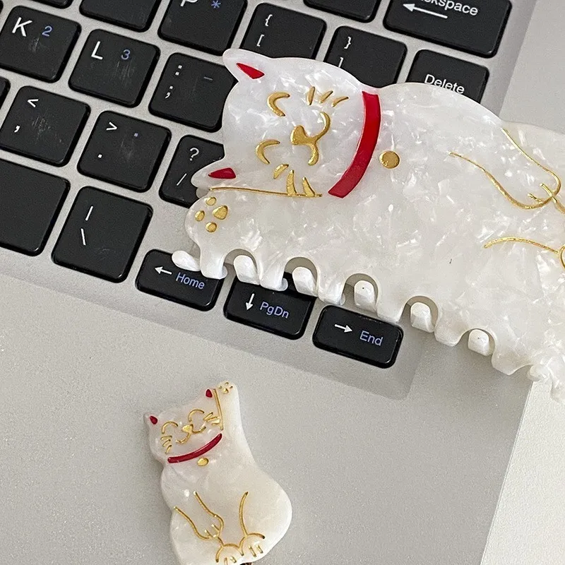 

Muweordy New Fortune Cat Hair Clips Acetate Claw Clip Cute Animal Hair Clip Popular Hair Catches Ins Same Hair Accessories