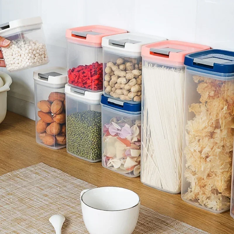 WBBOOMING 3 Different Capacity Plastic Sealed Cans Kitchen Storage Box Transparent Food Canister Keep Fresh New Clear Container 2