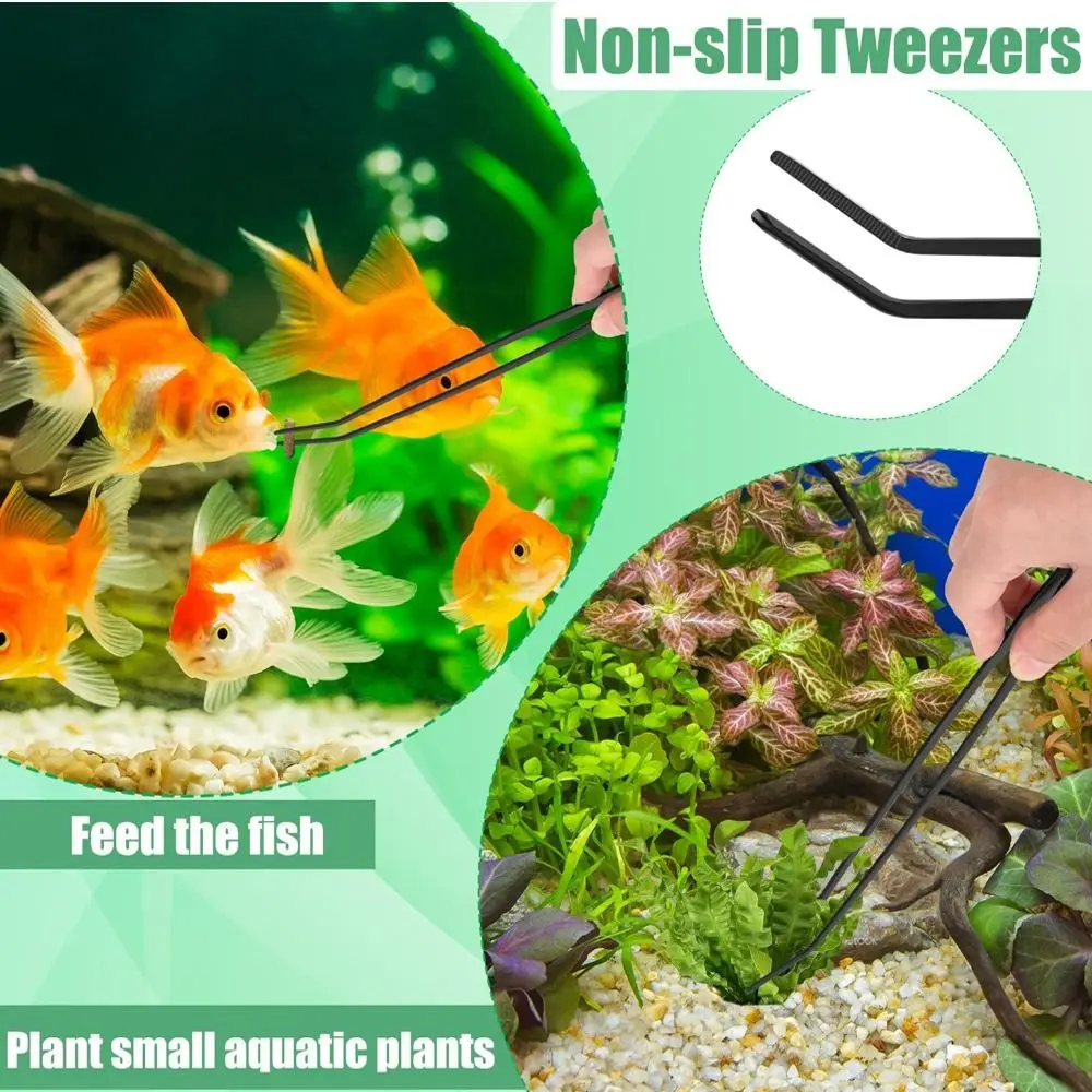 Edelstahl-Aquarienpinzette, lang, gerade und gebogen, rutschfest, langlebige Aquarienzange für Pflanzenreinigung – Detail 4