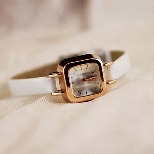 Relógio De Pulso Feminino Slim Faux Leather Strap Watch Quadrado Análogo  Quartzo Moda 6