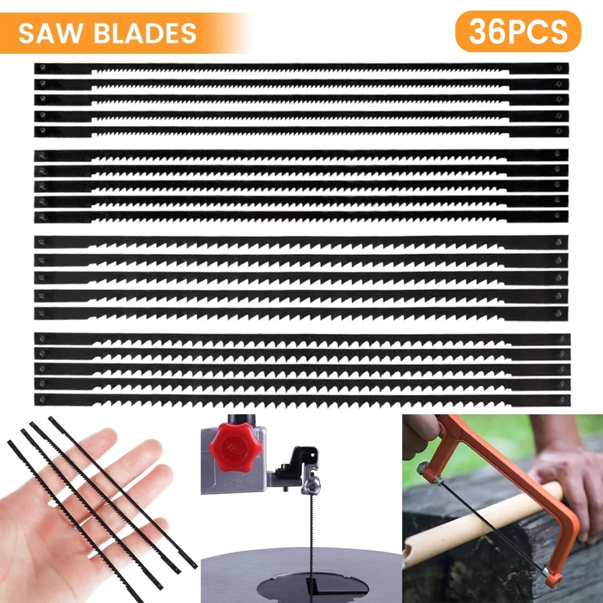 36pcs 5 Inch Pinned Scroll Saw Blades TPI 10/15/18/24 Power Tools