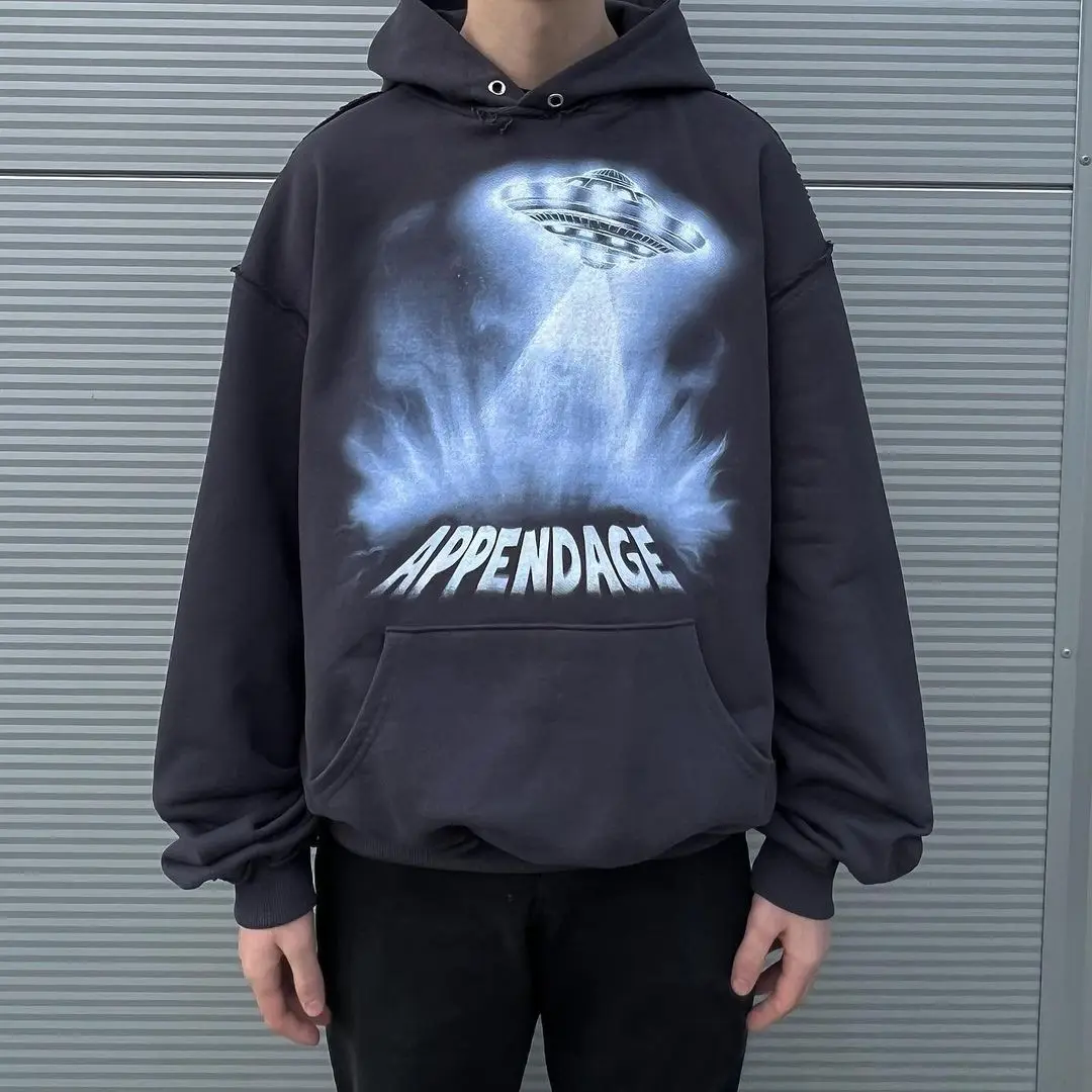 Retro UFO Abduction Lustige Übergroßen Hoodie Aliens Cryptozoology Pullover  Sweatshirts Drucken Hoodies Sweatshirt Kleidung Y2k