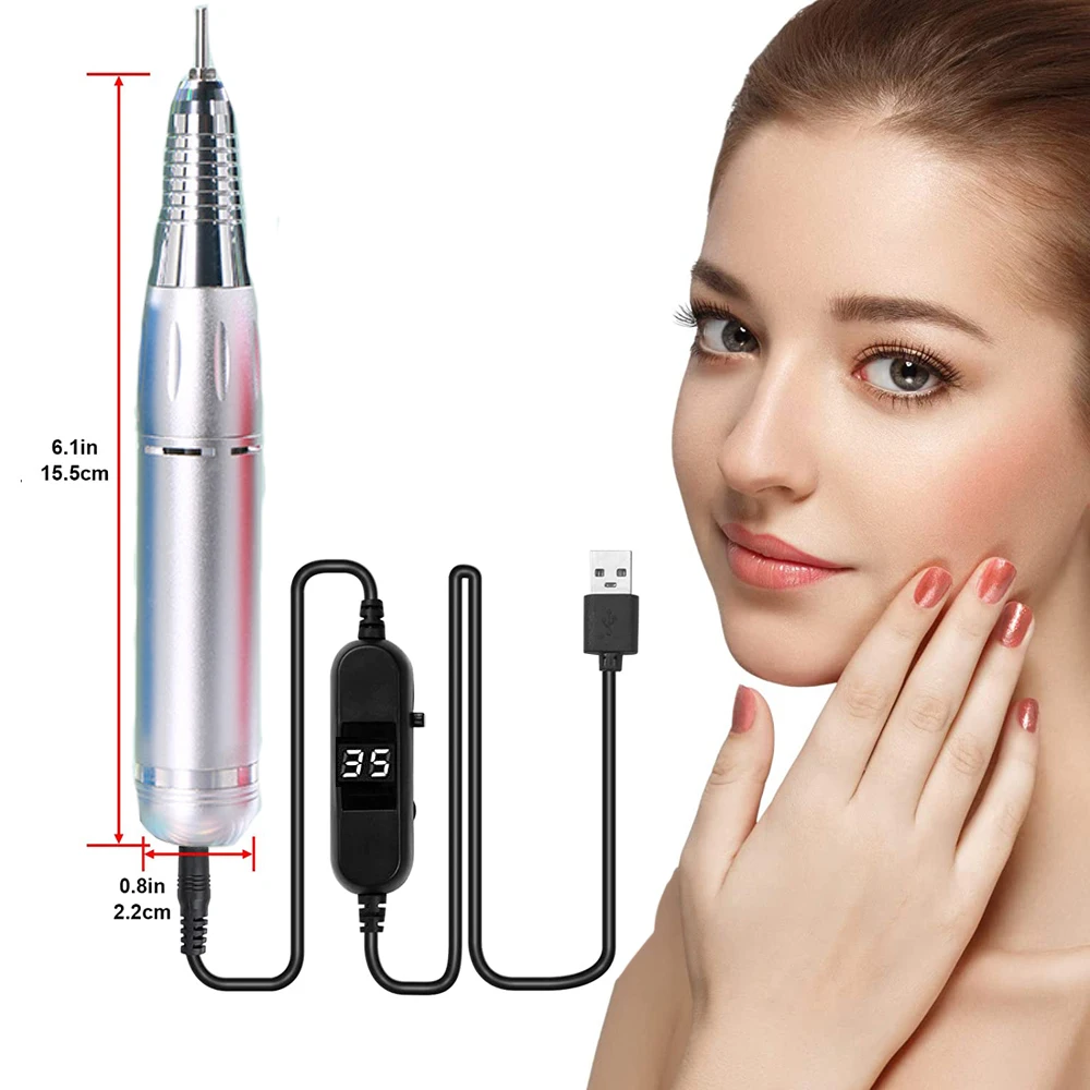 

35000RPM Rechargeable Nail Drill Machine Portable Nail Drill Bits Gel Polish Remover Tools Nail Drill Pen USB Salon Equipment &&