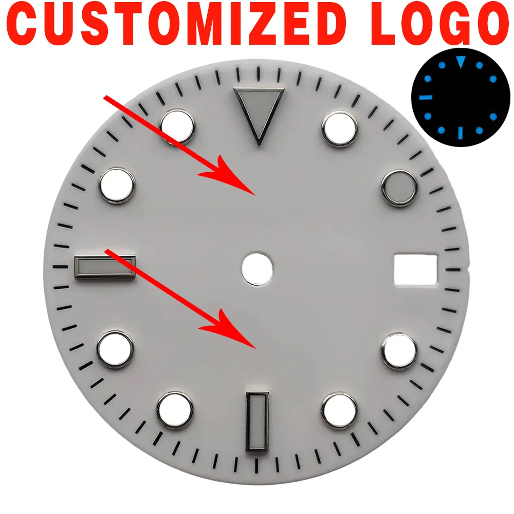 New enamel glass texture dial 29mm blue luminous dial blue luminous pointer fit Automatic movement replacement parts
