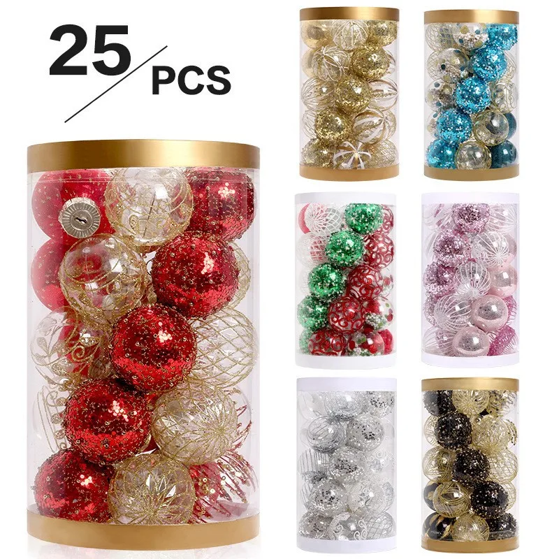 

New Christmas Home Decoration Colored Transparent Christmas Ball Set Gift Pendant Party Scene Decoration Props