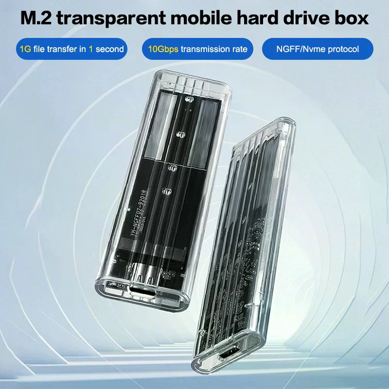 M.2 NVME PCIe NGFF SATA 프로토콜 케이스 투명 USB 타입 C 10Gbps PCI-E 외장 하드 디스크 박스 케이스 (노트북/휴대폰용)