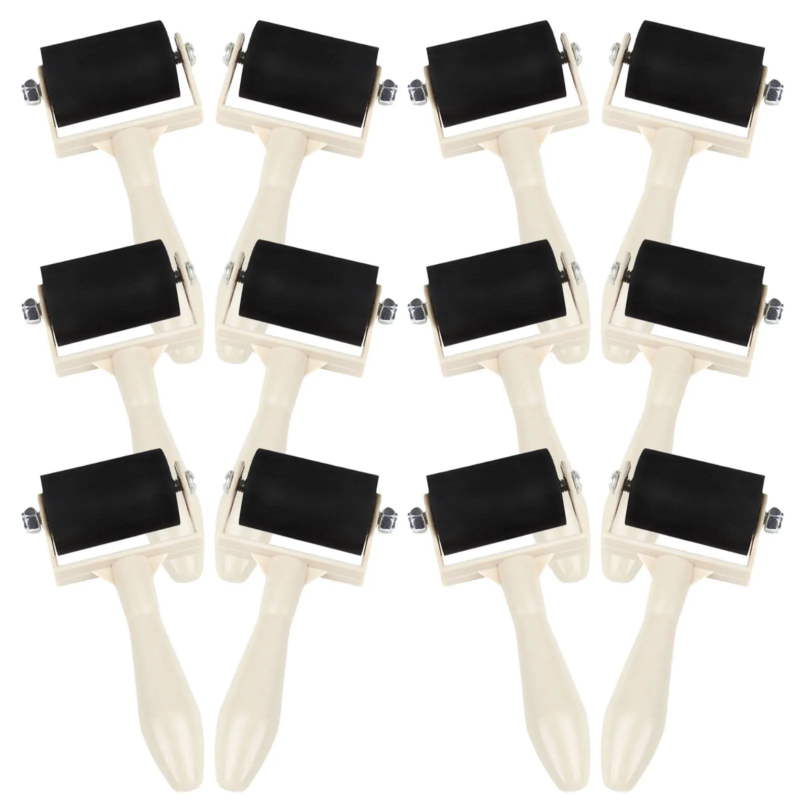 12Pcs 고무 인쇄용 롤러 도구 어린이를위한 질감있는 잉크 어플리케이터 공예 그림 라인스톤 블록 인쇄 미술 용품