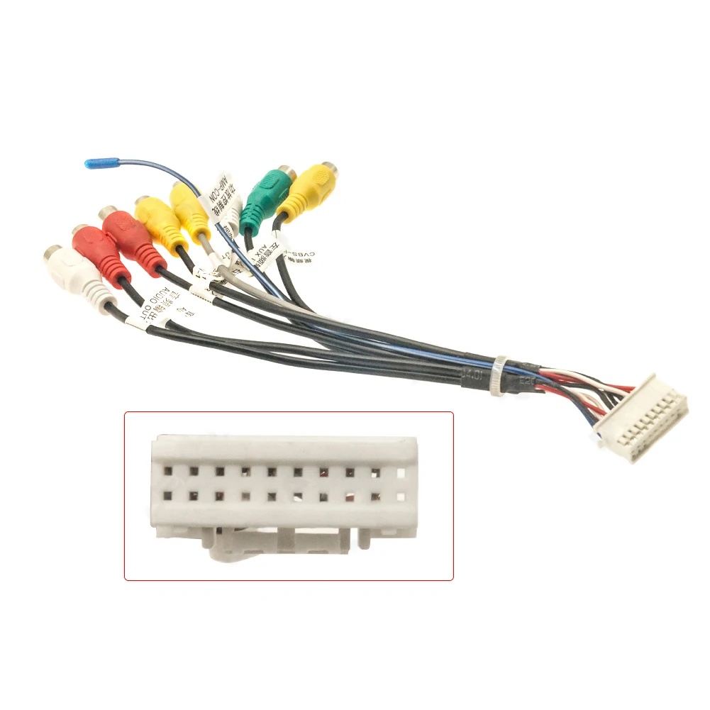 

Car Audio Head Unit Stereo Wire Harness Kits 20-pin 8-head Rca Cable Audio Video Line For Android Interface