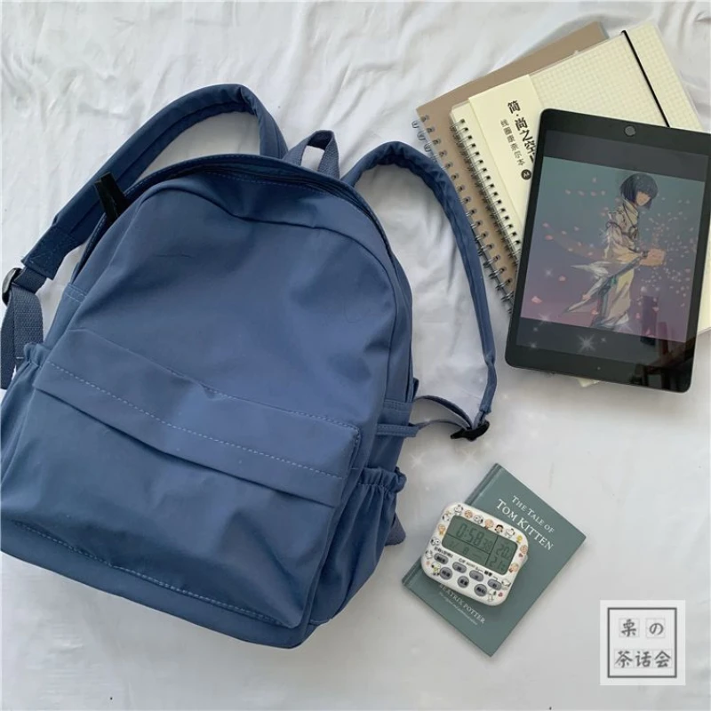 

High Quality New Waterproof Nylon Women Backpack Female Travel Bag Backpacks Schoolbag for Teenage Girls Solid Color Bookbag