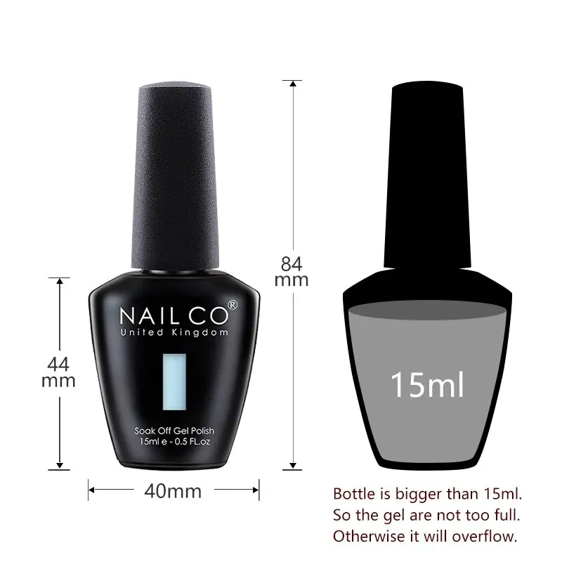 NAILCO 반영구 하이브리드 젤 네일 광택제, 블랙 레드 컬러 젤 광택제 네일 아트, 전문가용 UV 네일 용품, 15ml