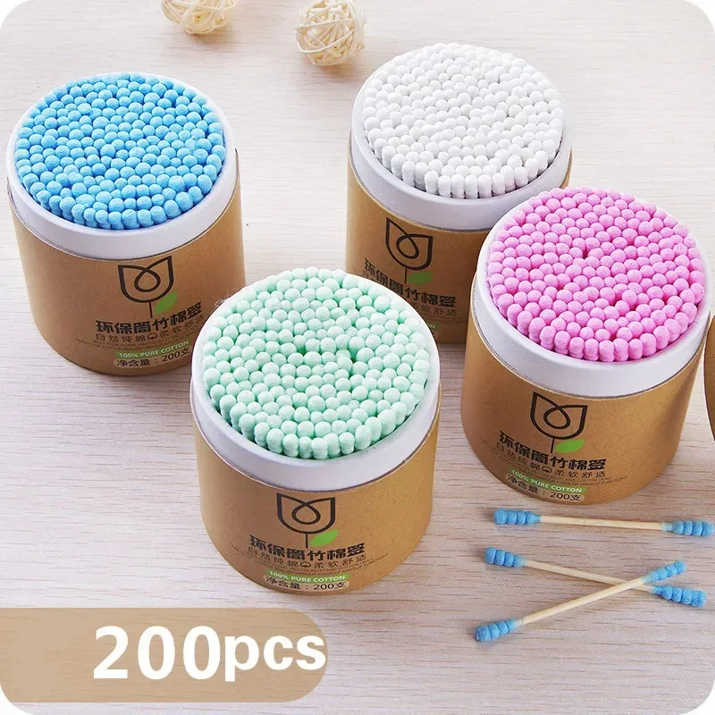 Bamboo Baby Cotton Swab Wood Sticks Soft Cotton Buds Cleaning Ears Tampons Cotonete Pampons Health Beauty 100/200pcs/Box cotton swabs