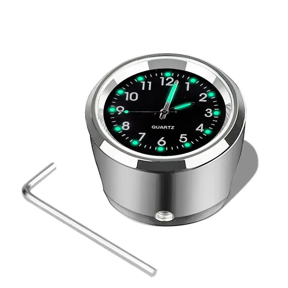 Waterproof Luminous Dial Motorcycle Handlebar Clock - Aluminum Mount Timepiece