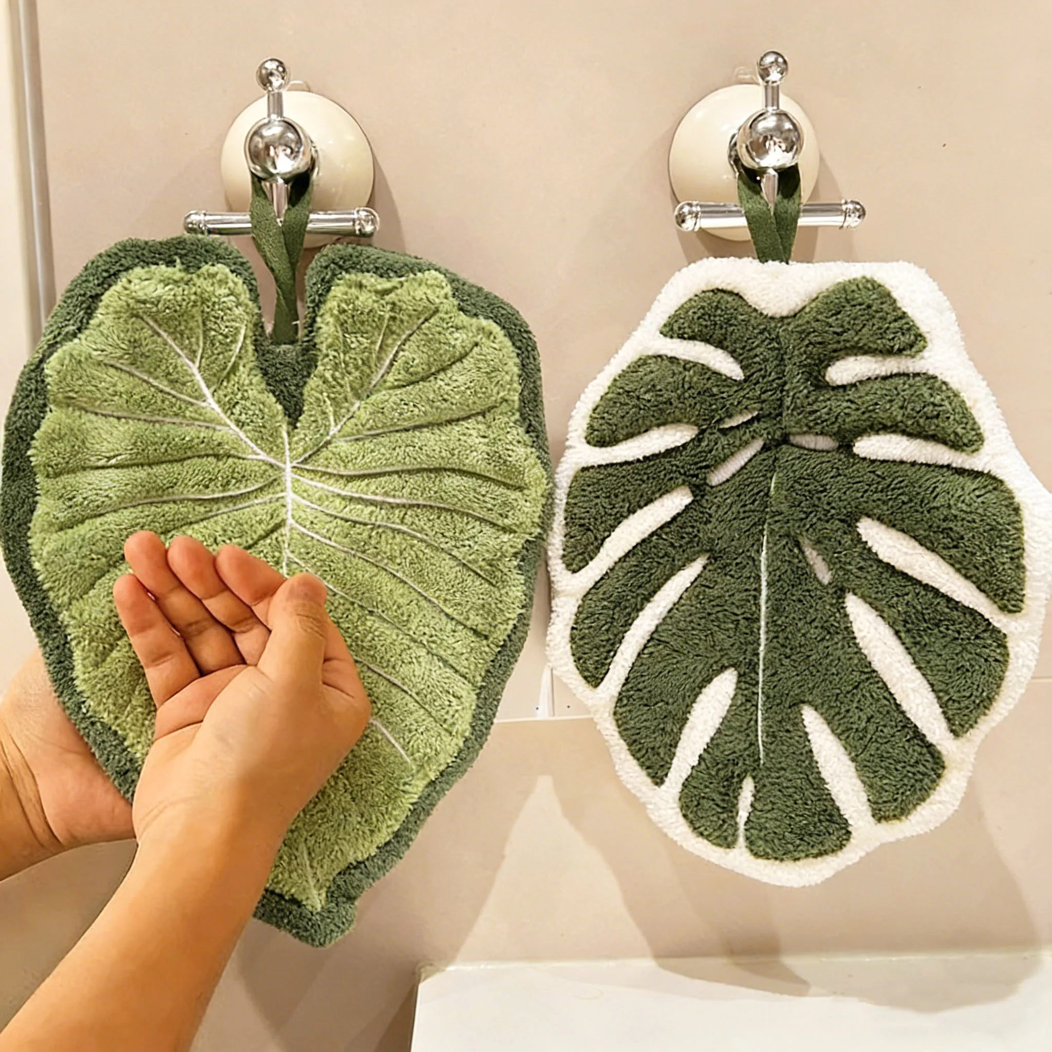 Leaf Hand Towel Bathroom Accessories Absorbent Kitchen Towel Soft Towel Hanging Towels Handkerchief Towels Home Wash Hand Towels 1