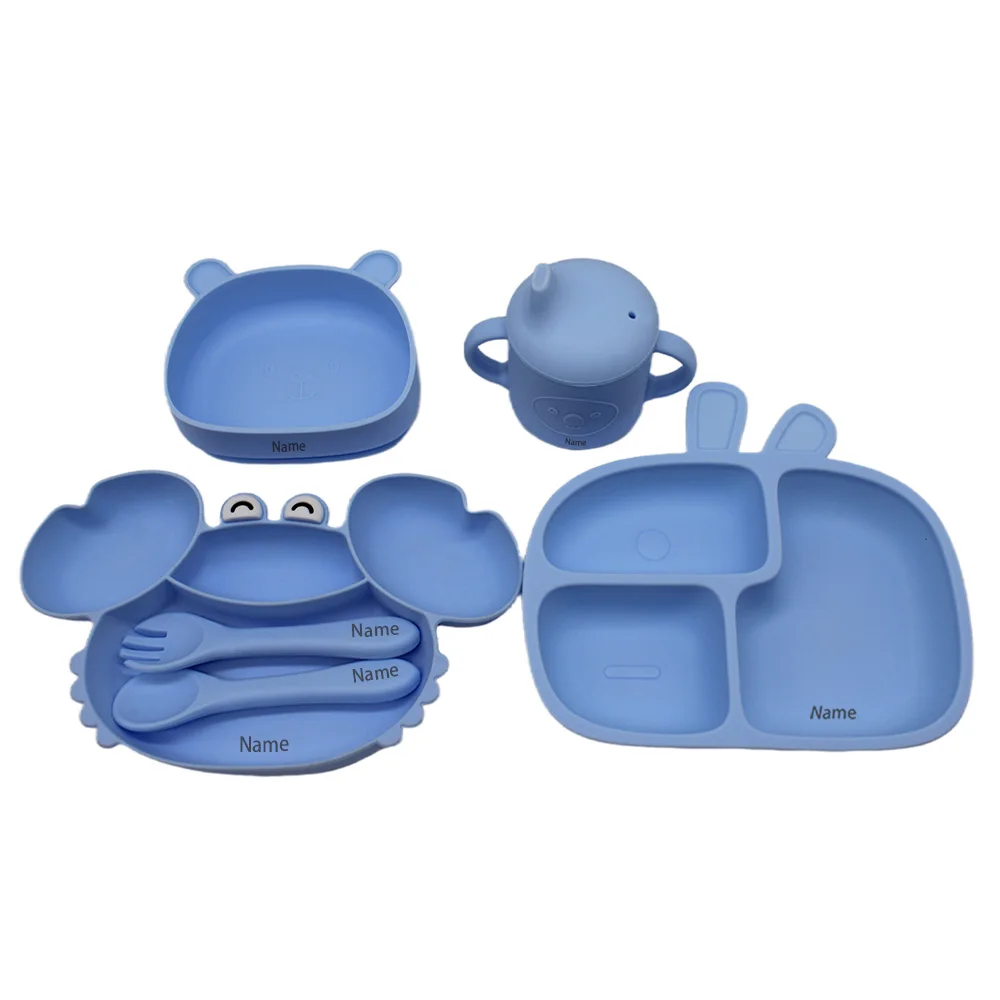 6-Piece Silicone Tableware Set with Free Name Engraving Creative gifts tailored for boys and girls