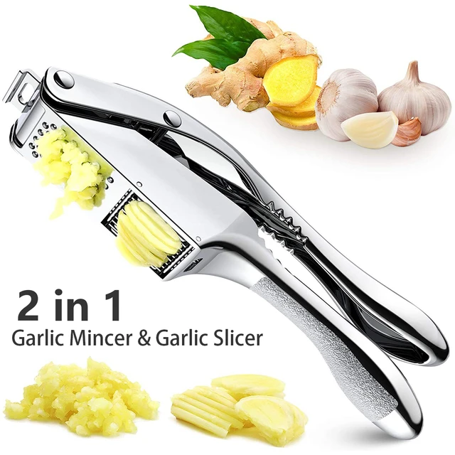 Garlic Mincer Tool Stainless Steel 2-in-1 Ginger Crusher Garlic Press  Kitchen Mincer Tool For