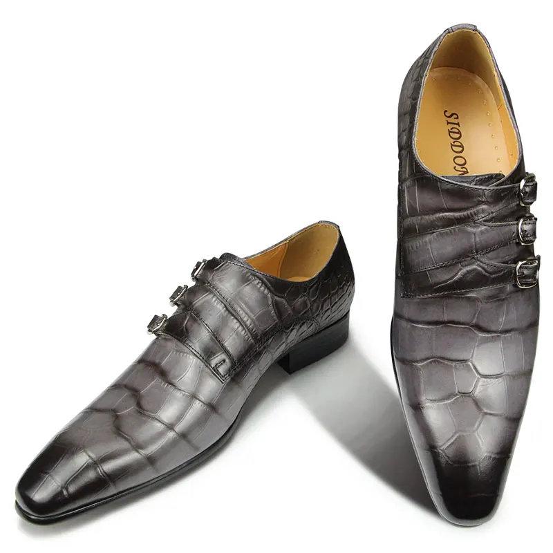 Tanie Moda biznes mężczyźni skórzane buty krokodyl drukuj wesele sklep