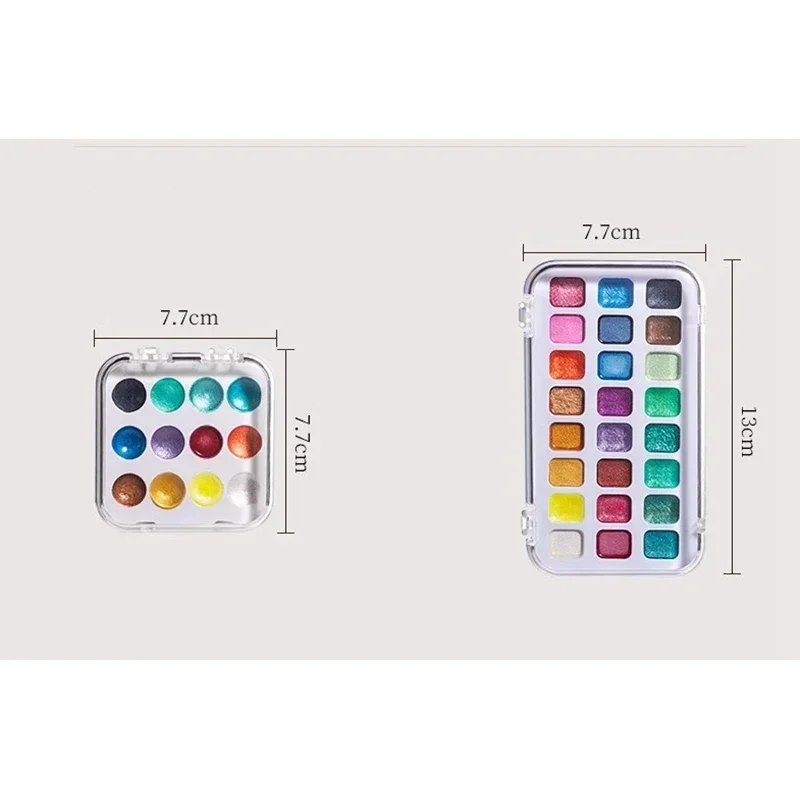 Paul Rubens Metallic Solid Watercolor Paint Set Glitter Water Color Pigment For Painting Acuarela Kids Art Supplies