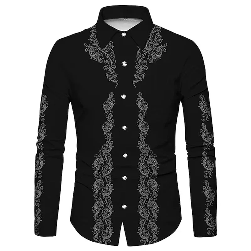 

Hot Sale 2024 New Fashion Flower Printed Men's Shirt Casual Plus Size Long Sleeve Shirts Male Slim Fit Mens Office Shirt XS-6XL