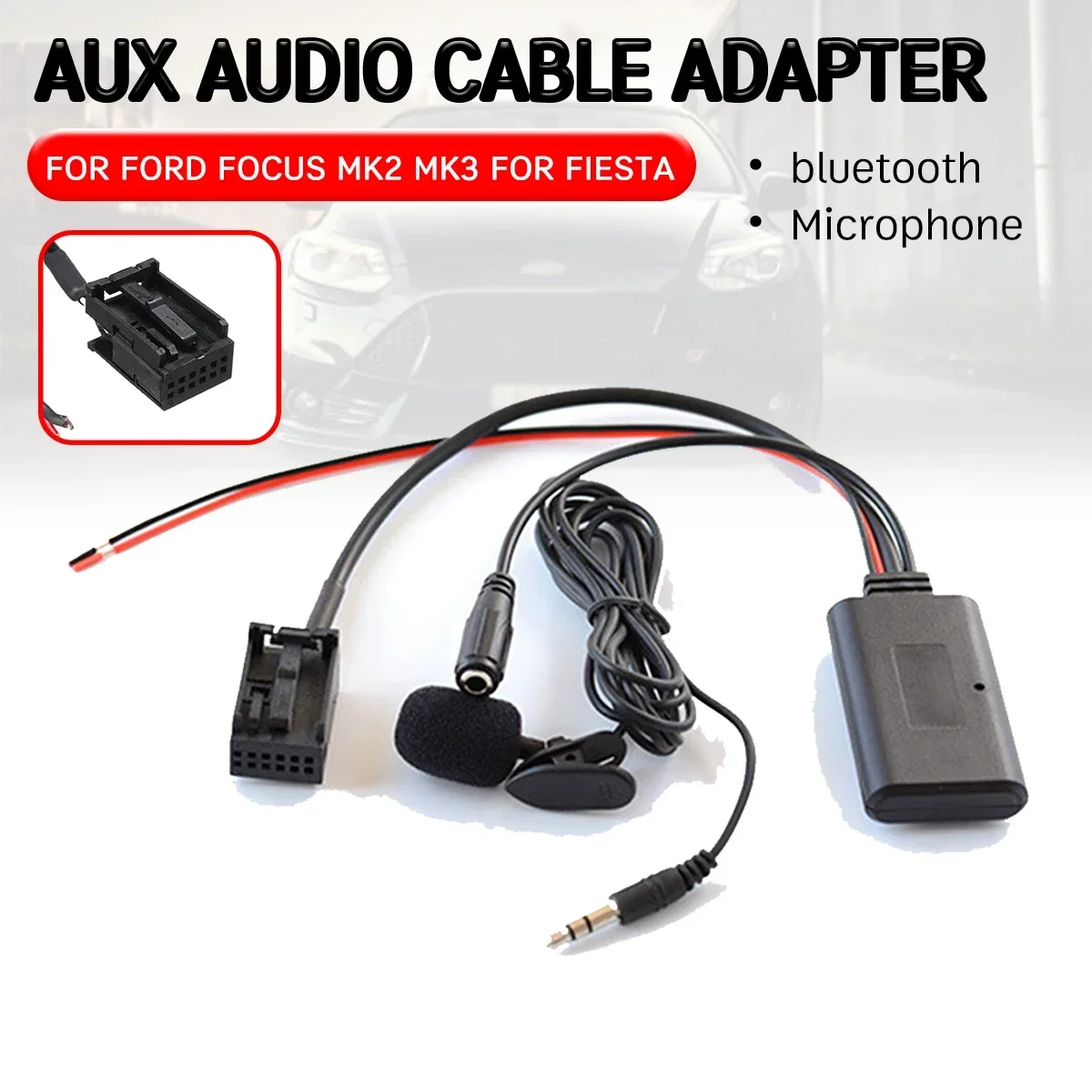 

Bluetooth Aux Receiver Cable Adapter with Mic Aux Head Unit Interface for Ford for Focus Mk2 MK3 for Fiesta Audio