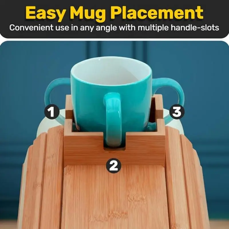 Couch Cup Holder Bamboo Wood Sofa Armrest Tray Foldable Sofa Cup Holder Anti-Slip Couch Arm Cup Holder Sofa Side Storage Tray 4