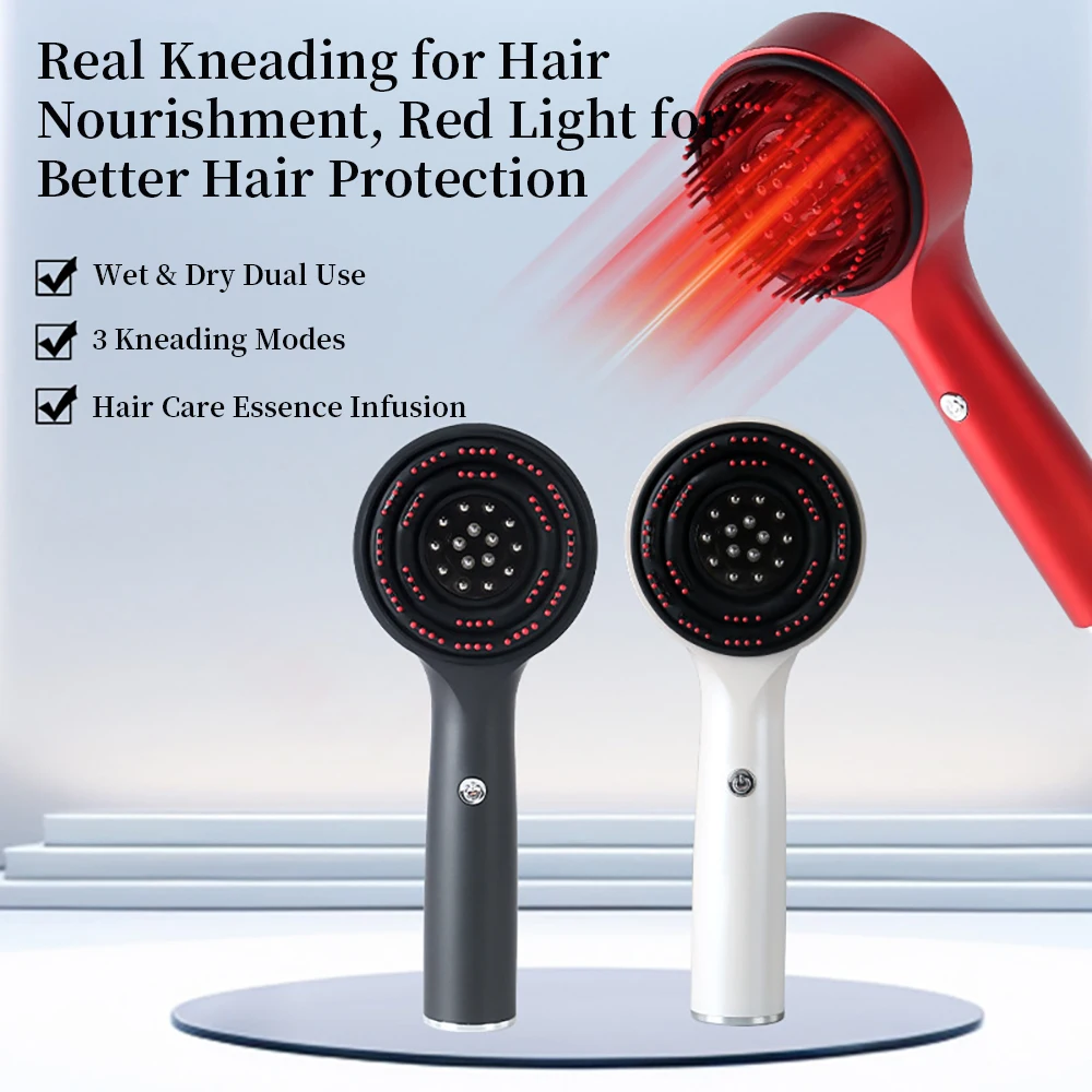Electric Scalp Massager Red Light Hair Oil Applicator Waterproof Hair Growth Brush Handle for Scalp Soothing 1