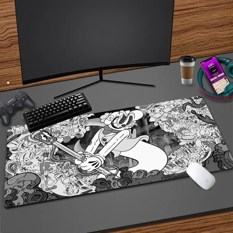 

Art Grey Anime Gaming Accessories Large Mouse Pad Rubber Locking Edge Tapis De Souris Computer Mousepad Laptop Office Desk Mat