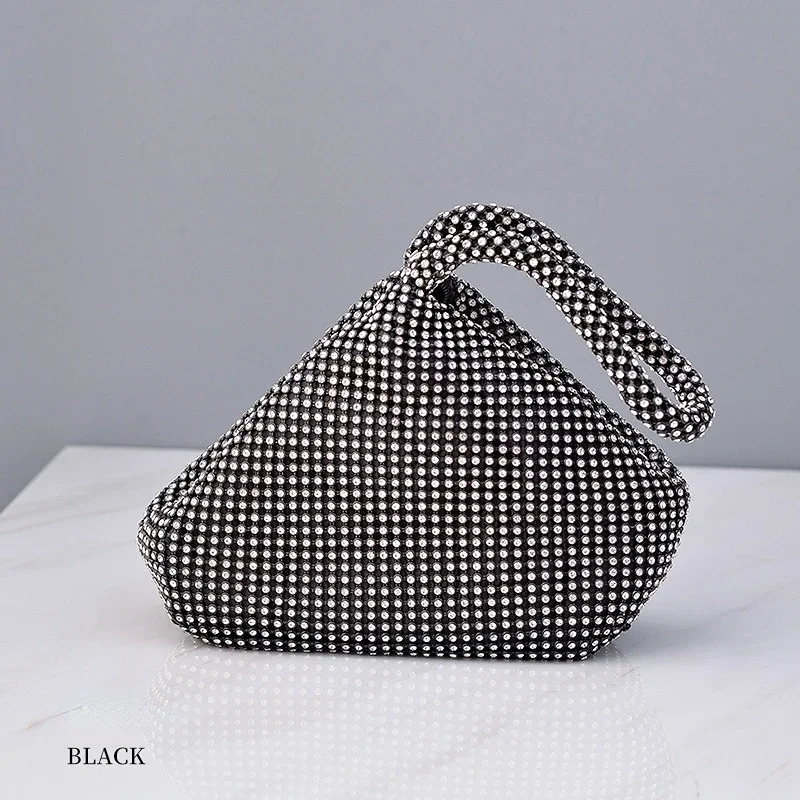 Silver Diamond Triangle Wristlet Bags Purse Luxury Design Beaded Clutch Handbags Small Pouch for Women