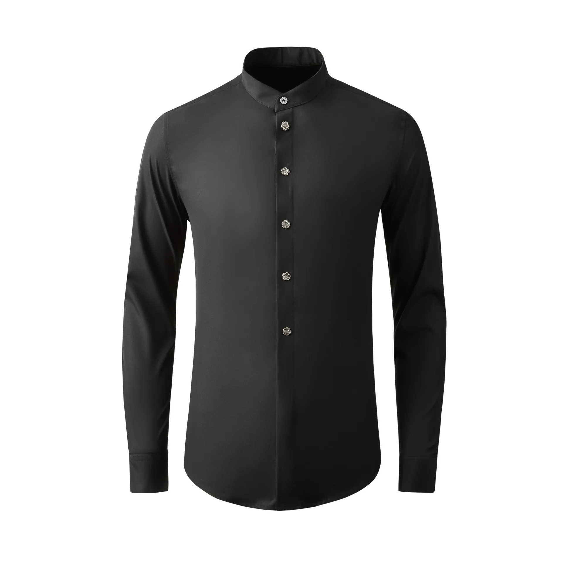 

High Quality Luxury Jewelry Elasticity Slim Fit Men Casual Long Sleeved Shirt White Black Blue Red Male Shirtsgood