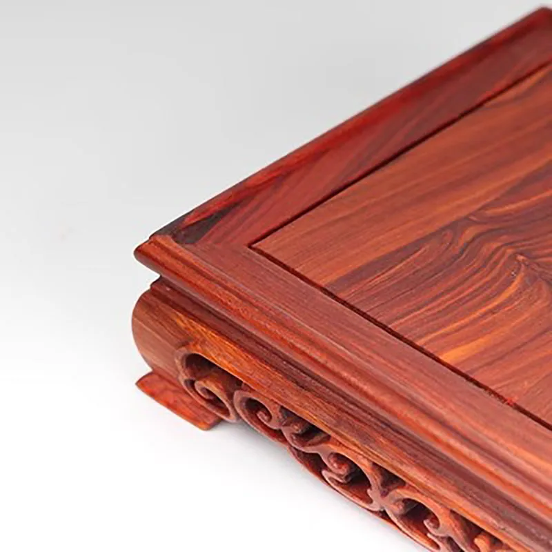 Red Sandalwood Carvings, Crafts, Ornaments, Wooden Pallet, Jade Handles, Purple Clay Pot Seals, Square Mahogany Base