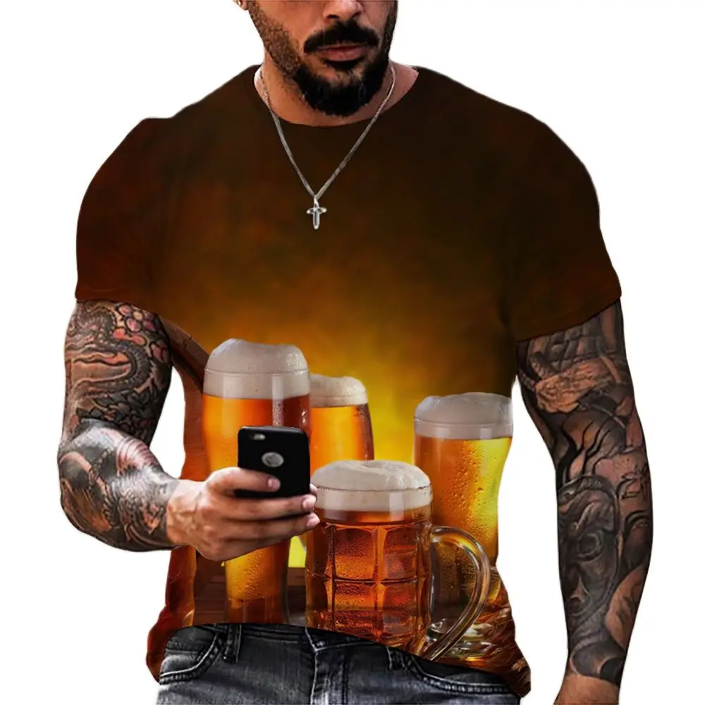 

Beer Print Men's T-shirt Tops 2022 3D Fashion Personalized Short Sleeve Shirt O Neck Oversized Men's Clothing Pullover Tees 6xl