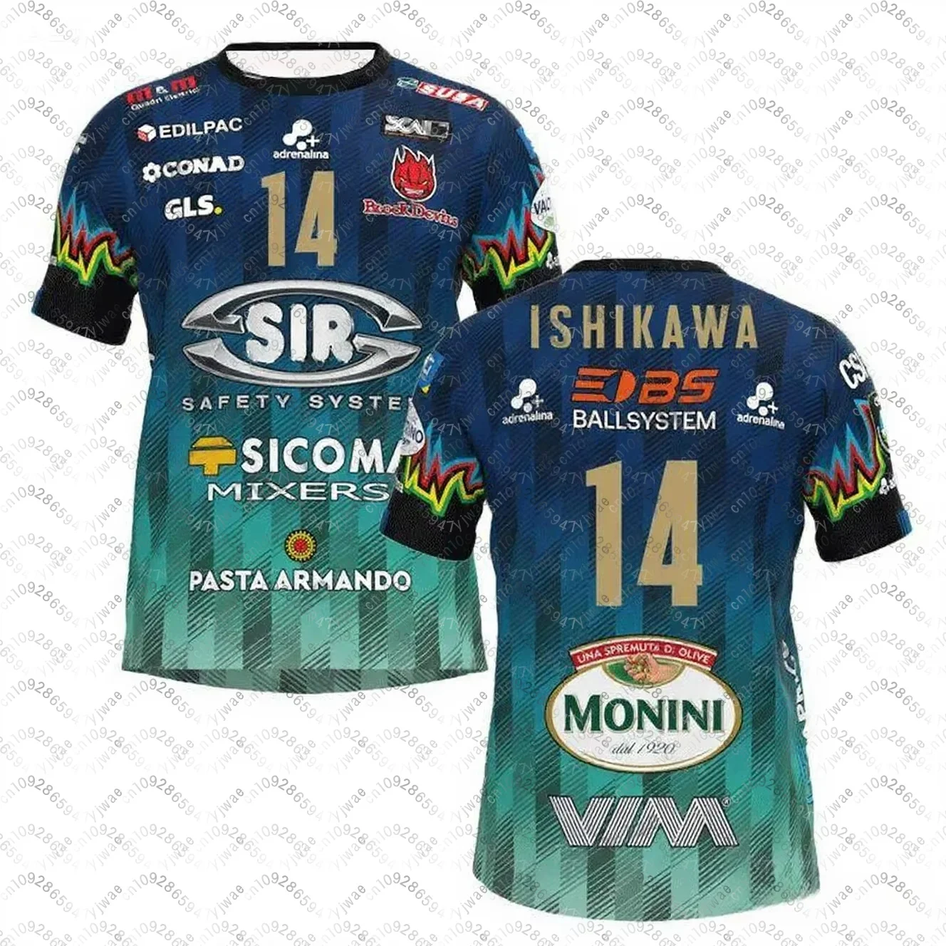 2025Men Women No. 14 Volleyball Jersey Sir Safety Perugia T-shirt