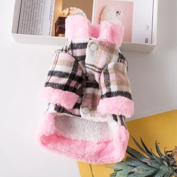 Winter Dog Coat Windproof Fleece Pet Clothes Warm Thick Dog Jacket for Snow Rainy Cold Weather Plaid Dog Vest Coat Outfits 5