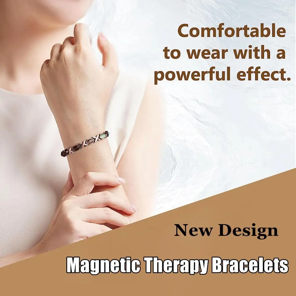Red Bronze Color Copper Magnetic Therapy Bracelets Turquoise Natural Turquoise Magnetic Bracelets Copper Bracelet