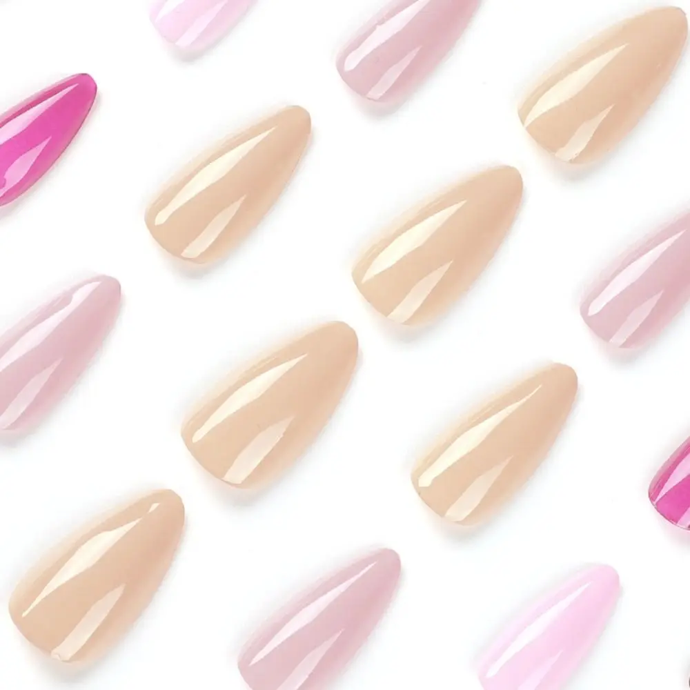 24pcs Diy Nail Tips Press On Nails Fake Nials Blue Flowers Eyes French Long Almond False Nails