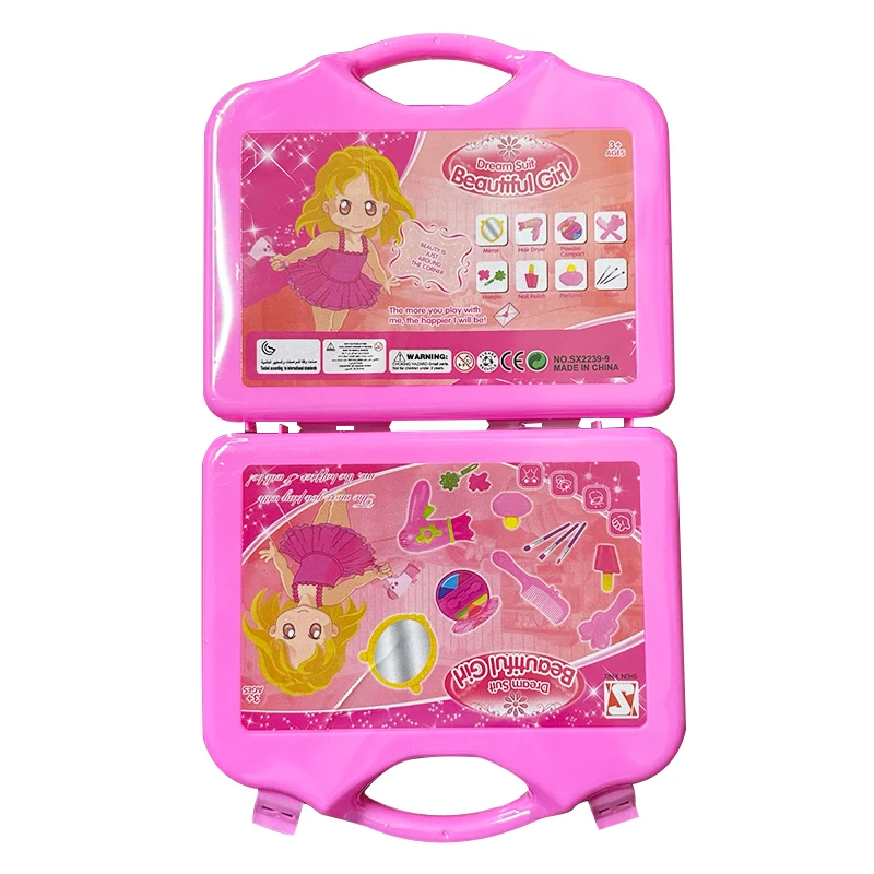 Beauty Salon Set Toy Interactive Pretend Play Hair Salon Playset Fashion Role Play Kit Carry Case For Kids Toys Gifts For Girls 6
