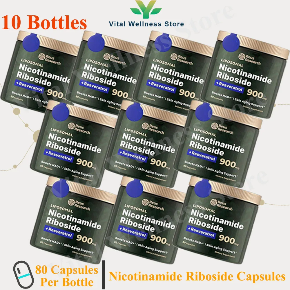 10Bottles nad supplements NAD+ Supplement Capsules-Liposomal Nicotinamide Riboside Capsules 900mg With Resveratrol