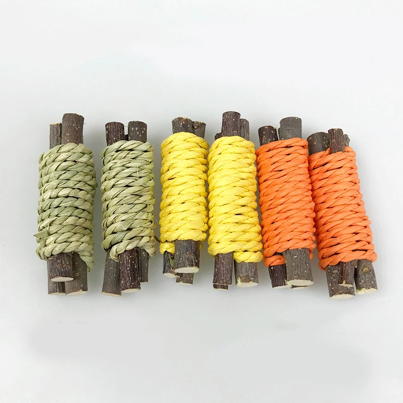 Rabbit Chew Toy Organic Natural Apple Wood Grass Pet Bunny Rabbit Toys For Chinchilla Guinea Pigs Hamster Utensils Accessories pet chew toys pet toys pet teeth grinding toy hamster toy