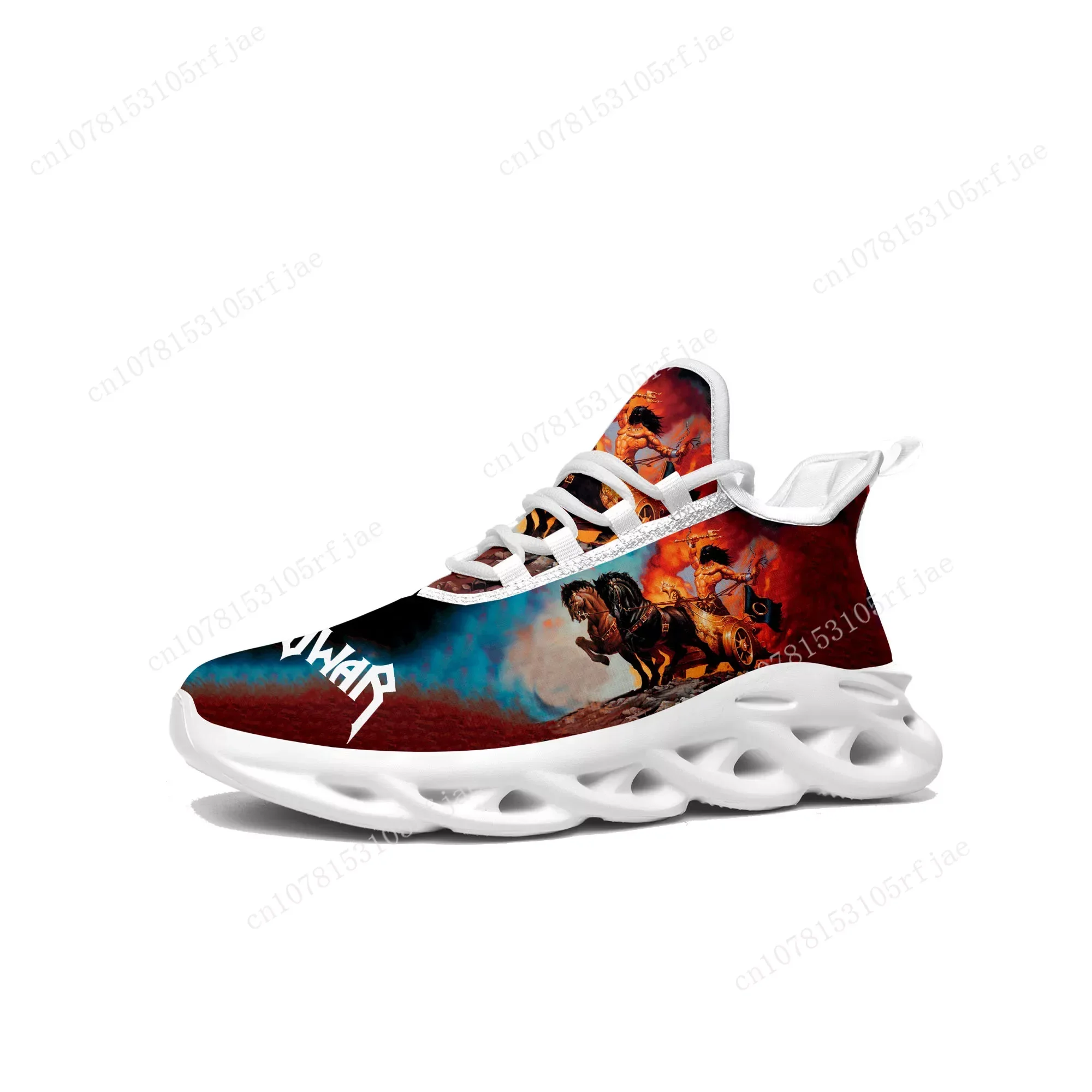 Manowar Band Flats Sneakers Mens Womens Sports Running Shoes High Quality Sneaker Lace Up Mesh Footwear Tailor-made Shoe White