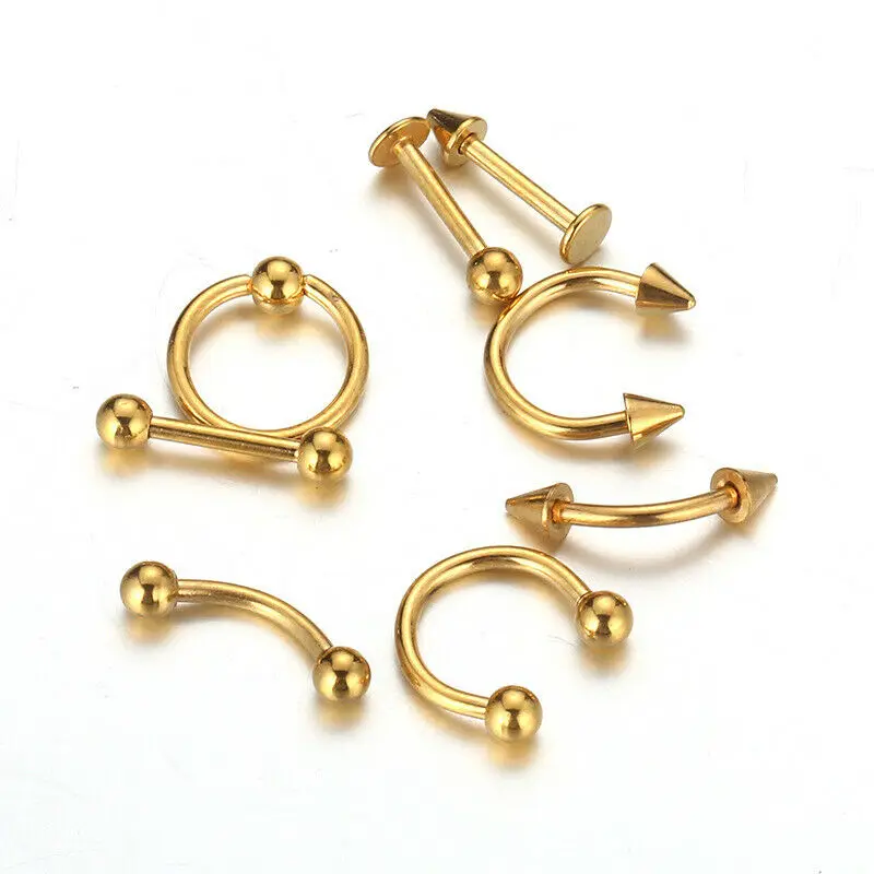 8pcs/lot Steel Ear Piercings Helix Piercings Eyebrow Lip Labret Rings Earring Tragus Barbell Body Jewelry Piercing Jewelry Body Piercing Earrings Ear Piercing Jewelry Metal Jewelry Body Piercing Jewelry Body Jewelry