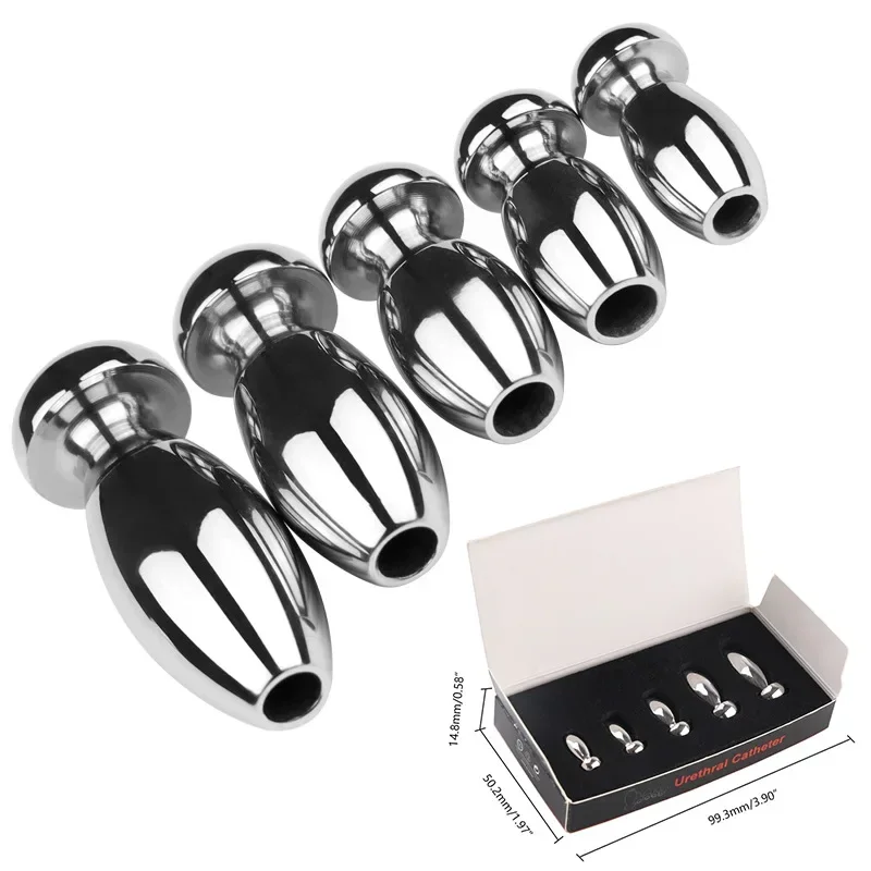 Penis Sex Toys 5 Size Male Urethral Dilator Penis Plug Metal Hollow Urethral Catheter Sounding Stimulation Adult Products Sex Toys For Men 18+