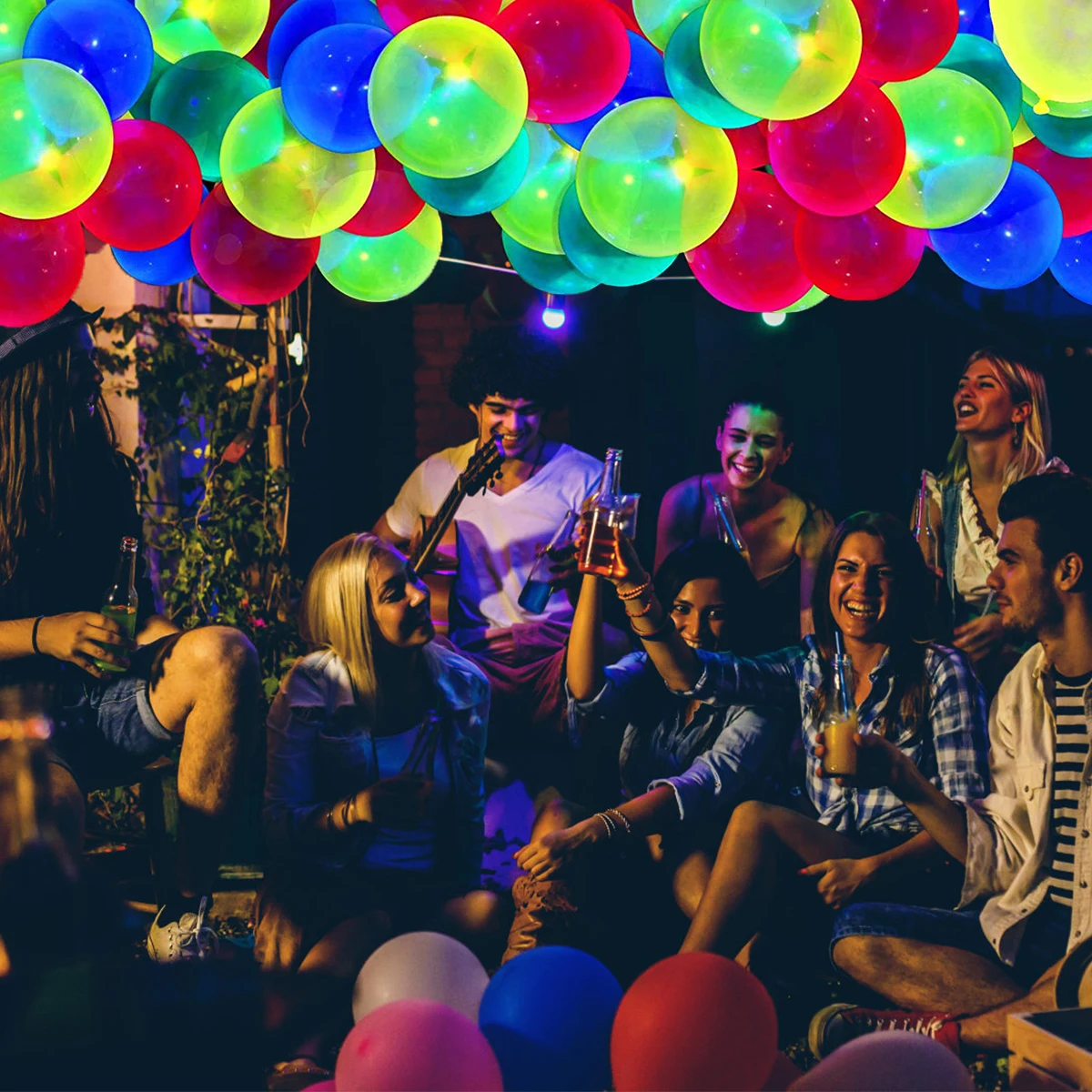 90Pcs Neon Balloons 12'' UV Neon Glow Balloons Reusable Polka Dot Blacklight Glow in the Dark Latex Balloon Blacklight