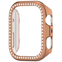 Elegant Diamond Crystal Tempered Glass Hard Case for Smartwatch - Full Protective Cover (3 Rose gold)