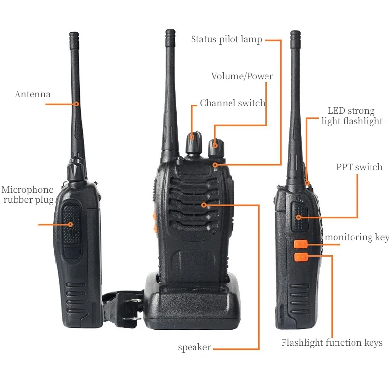 2PCS 12W UHF Two-Way Radio, Dual Band Walkie Talkie, 400-470MHz, Long Range Portable for Hunting, Outdoor & USB Charging