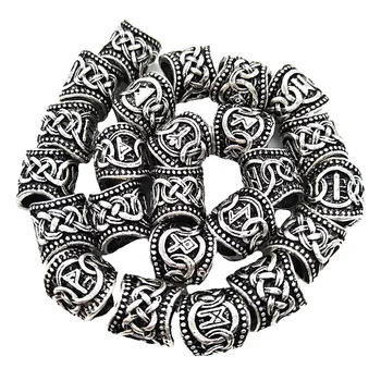 Runic Runes Metal Beads for Jewelry and Braids