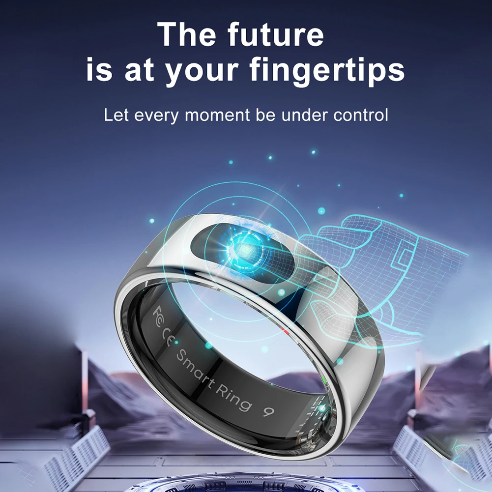 Smart Ring R08 Blood Oxygen Pressure Health Monitor 5ATM Waterproof Health and Sleep Monitor With Charging Case for Phone 5