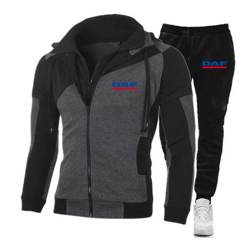 DAF TRUCKS COMPANY TRUCKER Printing Fashion 2023 New Man's Splicing Tracksuit Cotton Hoodies Leisure Sweatshirts Sweatpant Suit