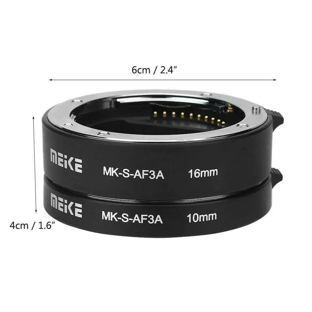 Meike MK-S-AF3A Metal Auto Focus Macro Extension Tube 10mm 16mm for Mirrorless