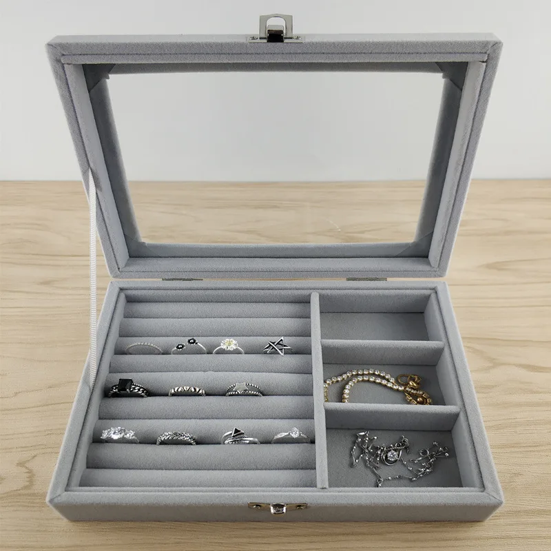 

Ring Jewelry Storage Case Showcase Fashion Portable Velvet Jewelry Earring Jewelry Display Organizer Box Tray Holder Make Up Box