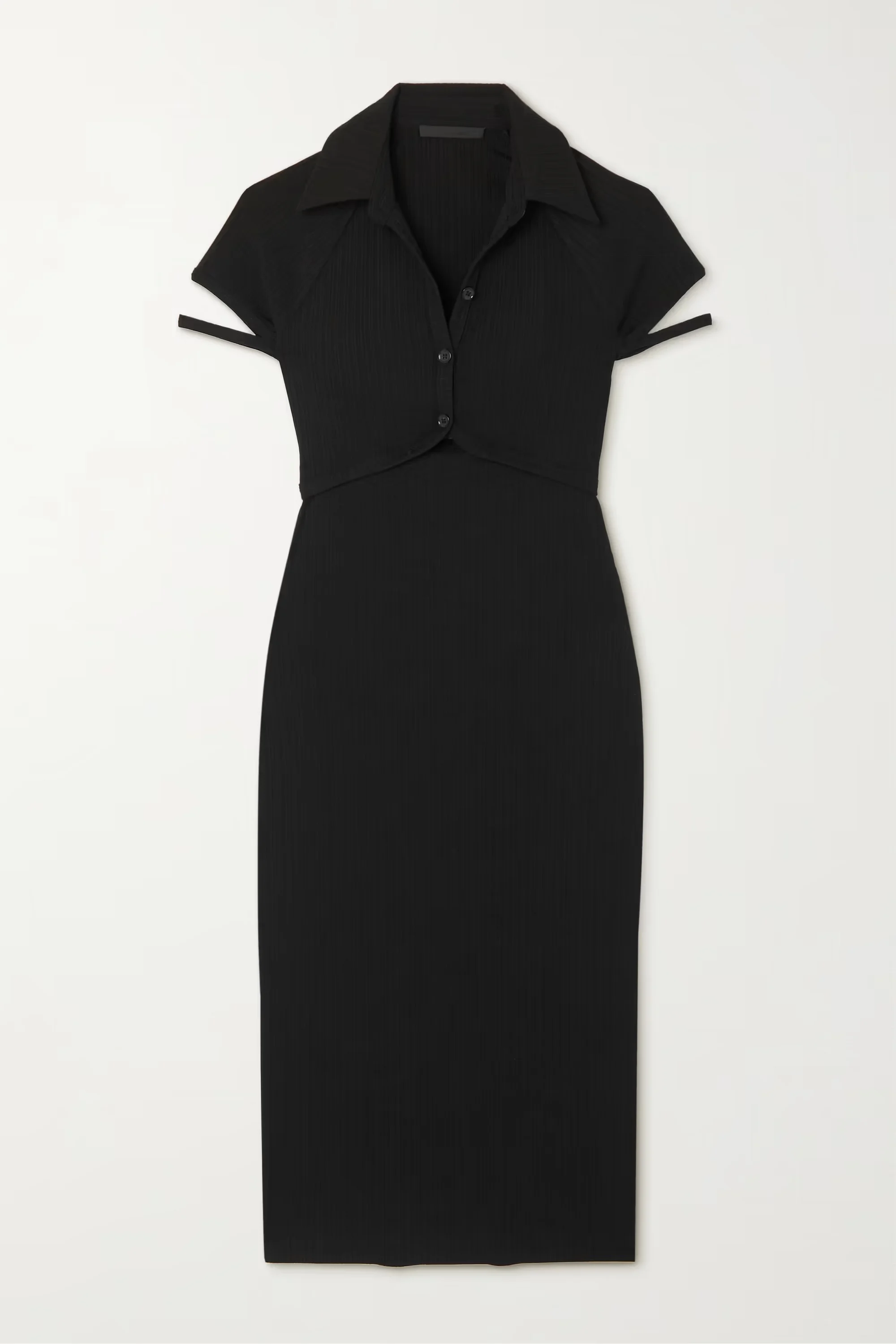 

New women's clothing for spring and summer 2023 Threaded Knitted Fabric Midriff Outfit Polo Collar Dress 0510