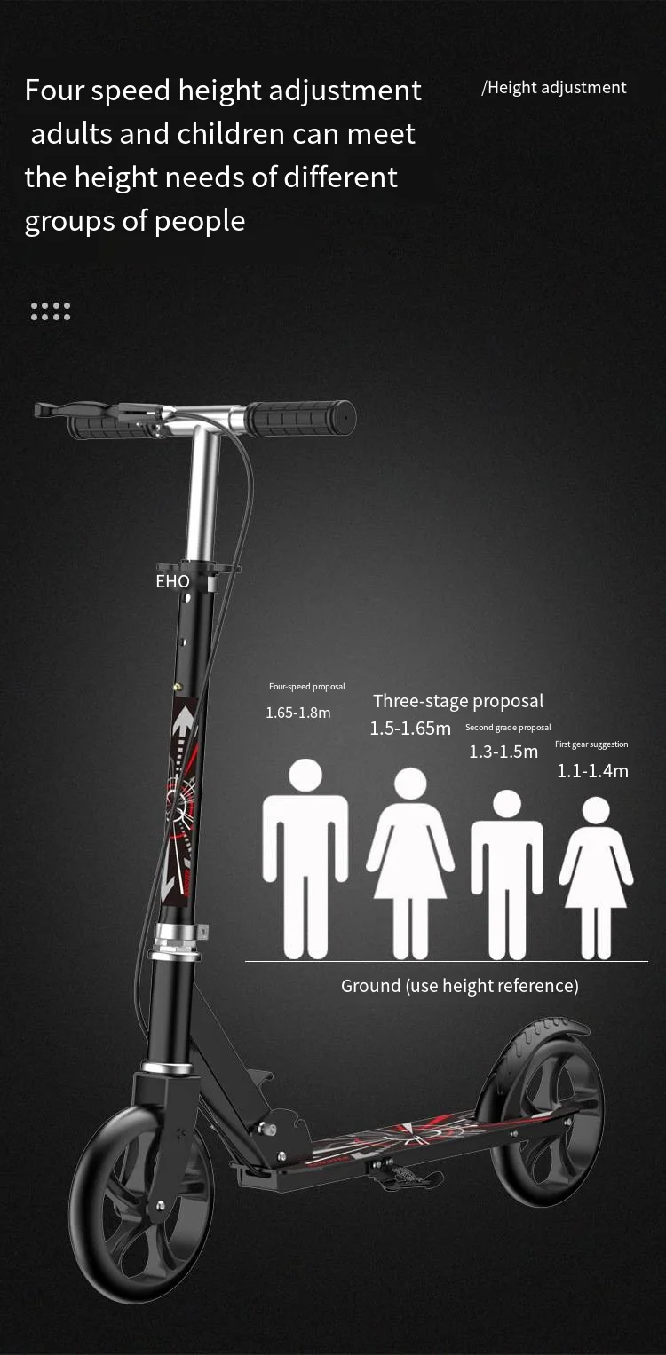 Children Scooter Children's Youth Adult Men Foot Scooters with Dual Brake Two-Wheeled Sliding Kick Foldable Scooter